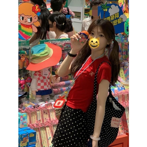 [1*1 Pure Cotton Regular Style] Printed Straight Shoulder Regular Short Sleeve High Elasticity New Summer Slim Fit