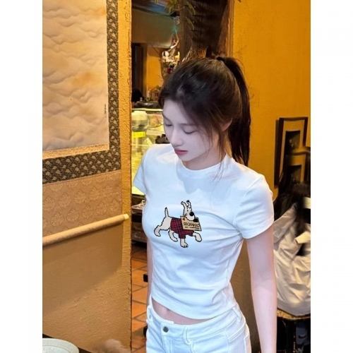 [1*1 Pure Cotton Regular Style] Printed Straight Shoulder Regular Short Sleeve High Elasticity New Summer Slim Fit