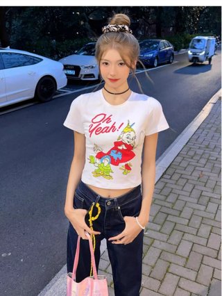 1*1 Pure Cotton High Elasticity New Summer Short-Sleeved Top, Fits Well with High-Waisted Pants, Slimming and Stylish