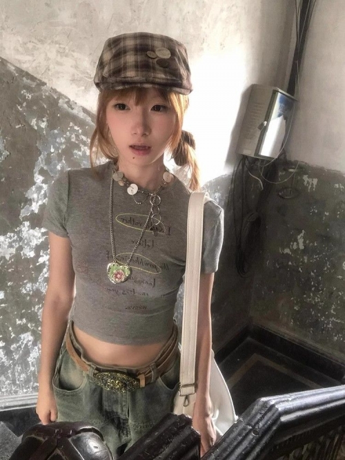 1*1 Pure Cotton High Elasticity New Summer Short-Sleeved Top, Fits Well with High-Waisted Pants, Slimming and Stylish