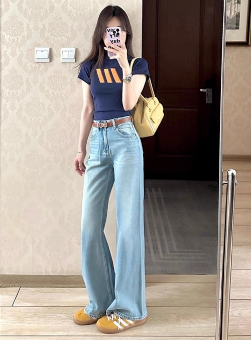 1*1 Pure Cotton High Elasticity New Summer Short-Sleeved Top, Fits Well with High-Waisted Pants, Slimming and Stylish