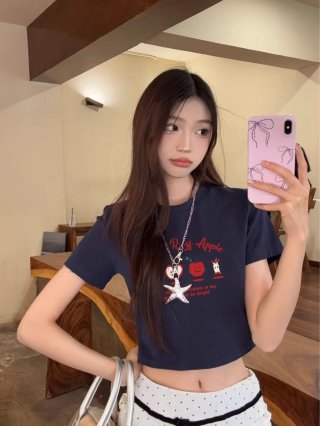 1*1 Pure Cotton High Elasticity New Summer Short-Sleeved Top, Fits Well with High-Waisted Pants, Slimming and Stylish