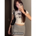 [1*1 Pure Cotton Regular Style] Printed Straight Shoulder Regular Short Sleeve High Elasticity New Summer Slim Fit