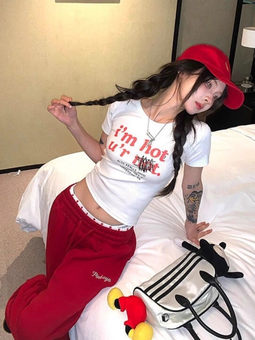 [1*1 Pure Cotton Regular Style] Printed Straight Shoulder Regular Short Sleeve High Elasticity New Summer Slim Fit