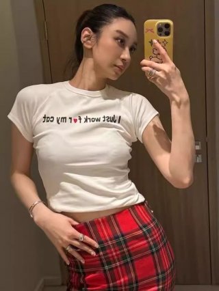 [1*1 Pure Cotton Regular Style] Printed Straight Shoulder Regular Short Sleeve High Elasticity New Summer Slim Fit