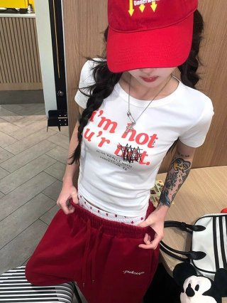 [1*1 Pure Cotton Regular Style] Printed Straight Shoulder Regular Short Sleeve High Elasticity New Summer Slim Fit