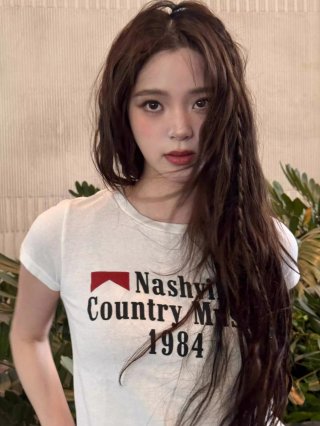 [1*1 Pure Cotton Regular Style] Printed Straight Shoulder Regular Short Sleeve High Elasticity New Summer Slim Fit