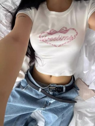 1*1 Pure Cotton High Elasticity New Summer Short-Sleeved Top, Fits Well with High-Waisted Pants, Slimming and Stylish