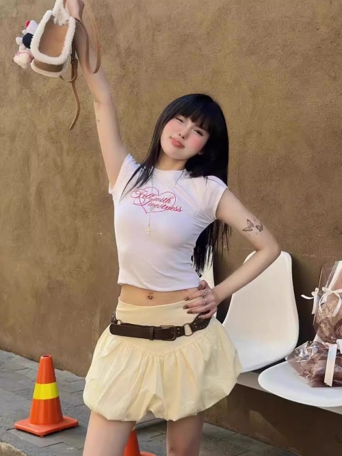 1*1 Pure Cotton High Elasticity New Summer Short-Sleeved Top, Fits Well with High-Waisted Pants, Slimming and Stylish