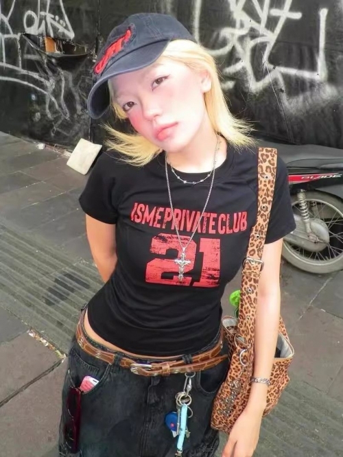 [1*1 Pure Cotton Regular Style] Printed Straight Shoulder Regular Short Sleeve High Elasticity New Summer Slim Fit