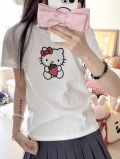 [1*1 Pure Cotton Regular Style] Printed Straight Shoulder Regular Short Sleeve High Elasticity New Summer Slim Fit