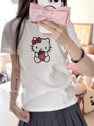 [1*1 Pure Cotton Regular Style] Printed Straight Shoulder Regular Short Sleeve High Elasticity New Summer Slim Fit