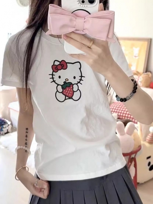 [1*1 Pure Cotton Regular Style] Printed Straight Shoulder Regular Short Sleeve High Elasticity New Summer Slim Fit