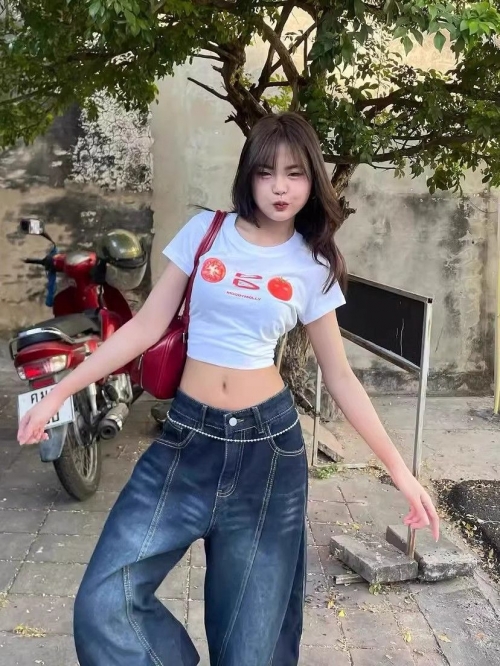 1*1 Pure Cotton High Elasticity New Summer Short-Sleeved Top, Fits Well with High-Waisted Pants, Slimming and Stylish