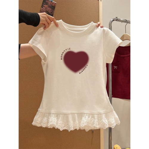 Sweet and Spicy Lace Short-Sleeve T-Shirt Women's Summer New Arrival Pure and Sexy Inner Layer Base Shirt Top Sweet and Spicy Lace Short-Sleeve T-Shirt Women's Summer New Arrival Pure and Sexy Inner Layer Base Shirt Top