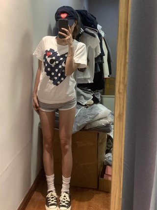 [1*1 Pure Cotton Regular Style] Printed Straight Shoulder Regular Short Sleeve High Elasticity New Summer Slim Fit