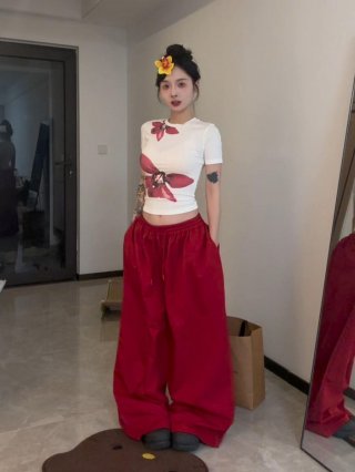 [1*1 Pure Cotton Regular Style] Printed Straight Shoulder Regular Short Sleeve High Elasticity New Summer Slim Fit