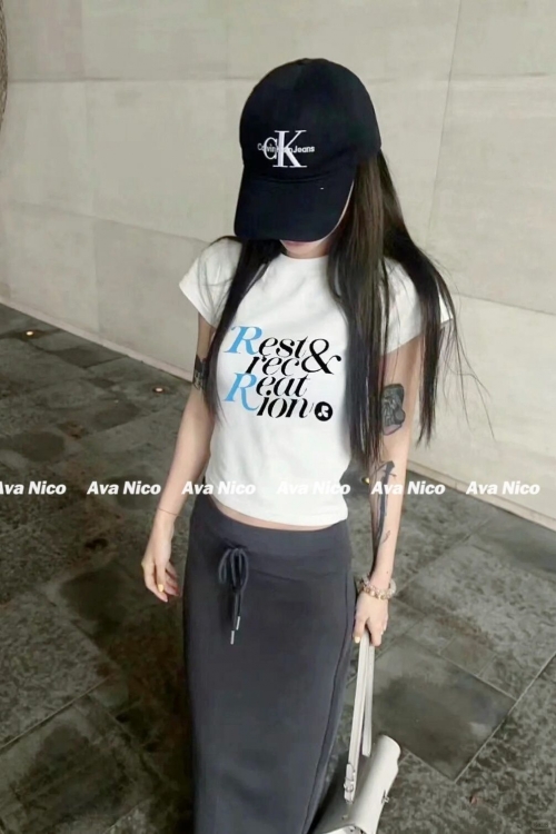 [Shoulder and Collar Cover] Summer Dopamine-Inducing T-Shirt, American Style Short Fit, Sexy and Slim Fit