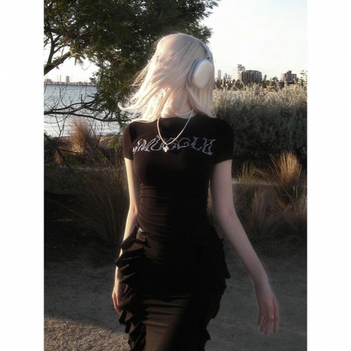 [1*1 Pure Cotton Regular Style] Printed Straight Shoulder Regular Short Sleeve High Elasticity New Summer Slim Fit