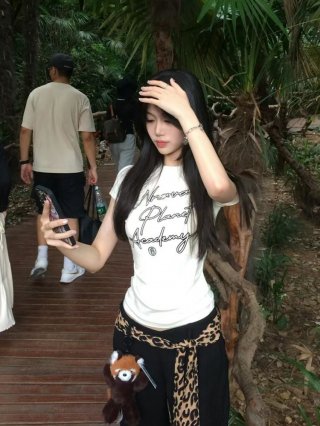 [1*1 Pure Cotton Regular Style] Printed Straight Shoulder Regular Short Sleeve High Elasticity New Summer Slim Fit