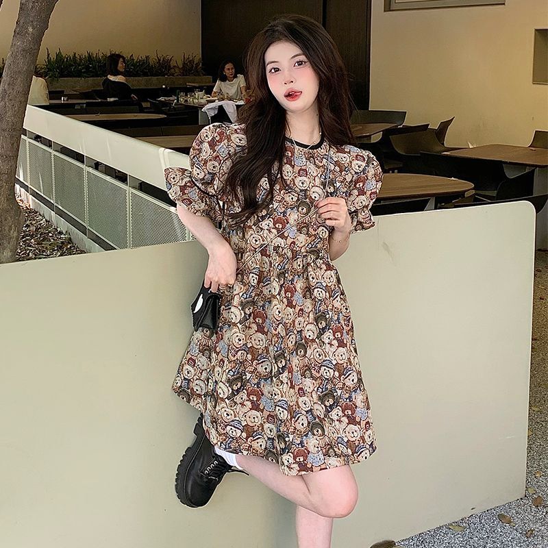 #317 Real Shot & Price: Summer New Retro Bear Puff Sleeve Dress, Niche Design, First Love Tea Break