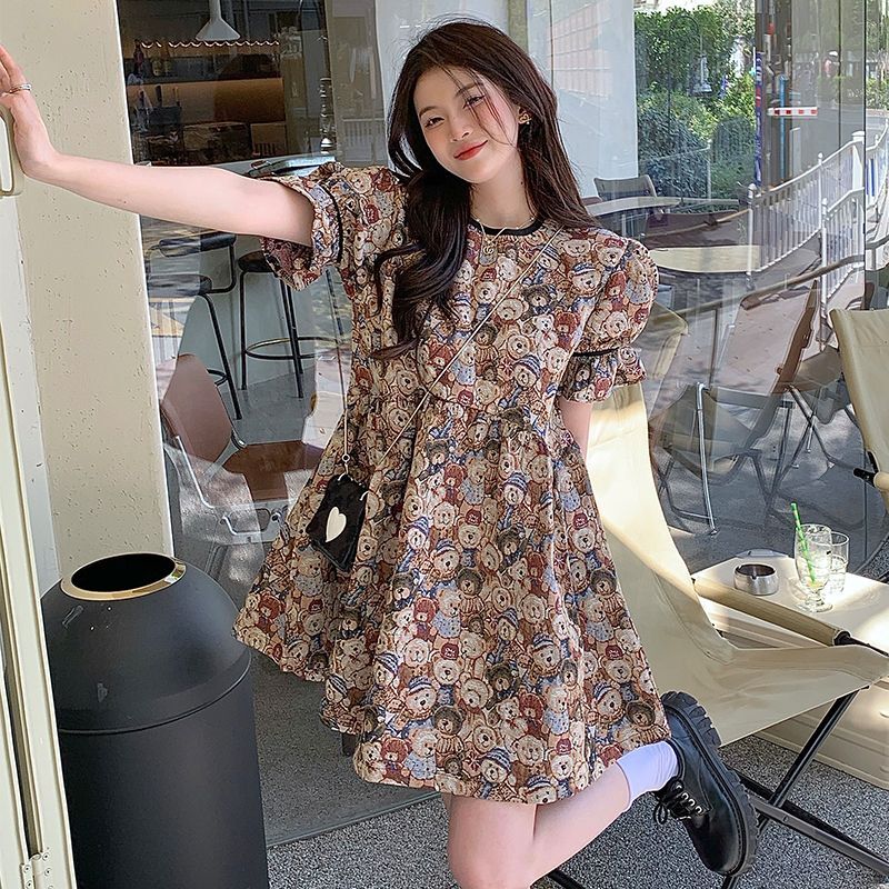 #317 Real Shot & Price: Summer New Retro Bear Puff Sleeve Dress, Niche Design, First Love Tea Break