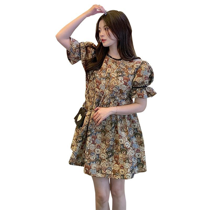 #317 Real Shot & Price: Summer New Retro Bear Puff Sleeve Dress, Niche Design, First Love Tea Break