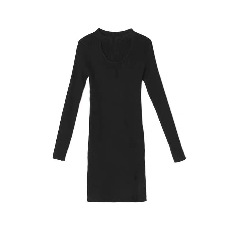 Black knitted dress with coat for women, new autumn/winter 2025 style, perfect for a sexy or sophisticated look, long-sleeved and sleeveless.