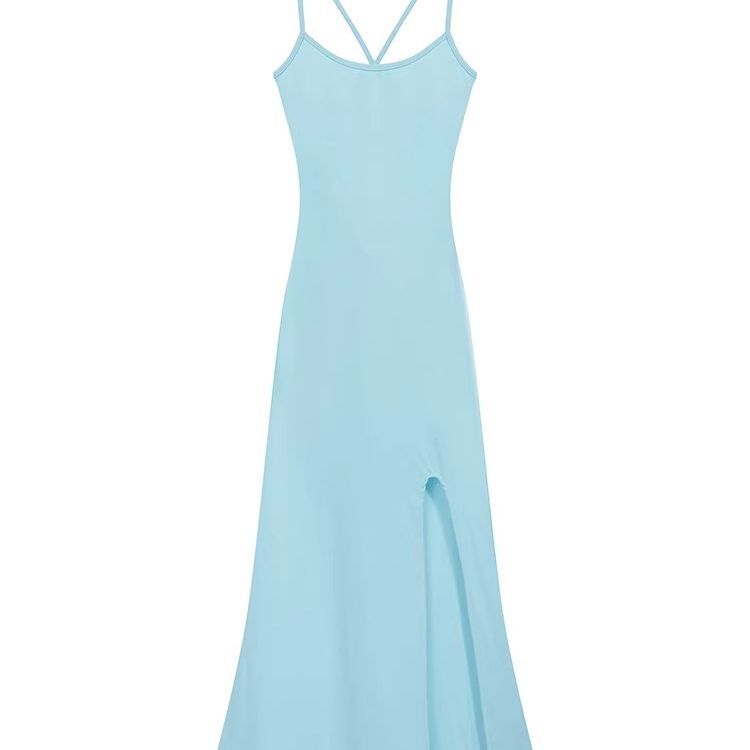 Pure and sexy sexy girl slim-fitting halter dress for summer, French style, sexy and mature, backless slit bodycon long dress
