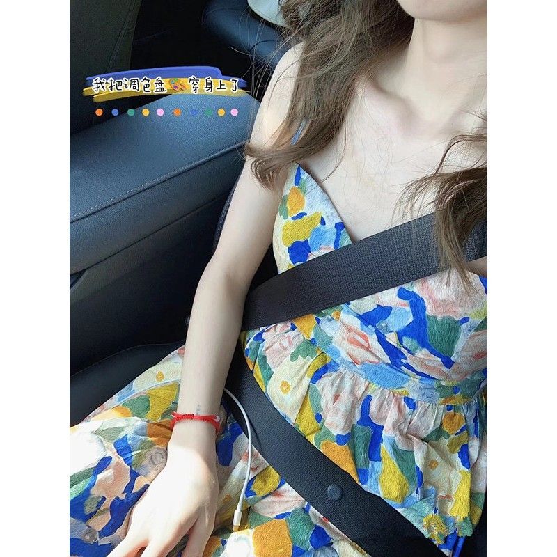 Women's summer slip dress, Thai floral print, petite design, unique French style, fitted waist, slimming and elegant.