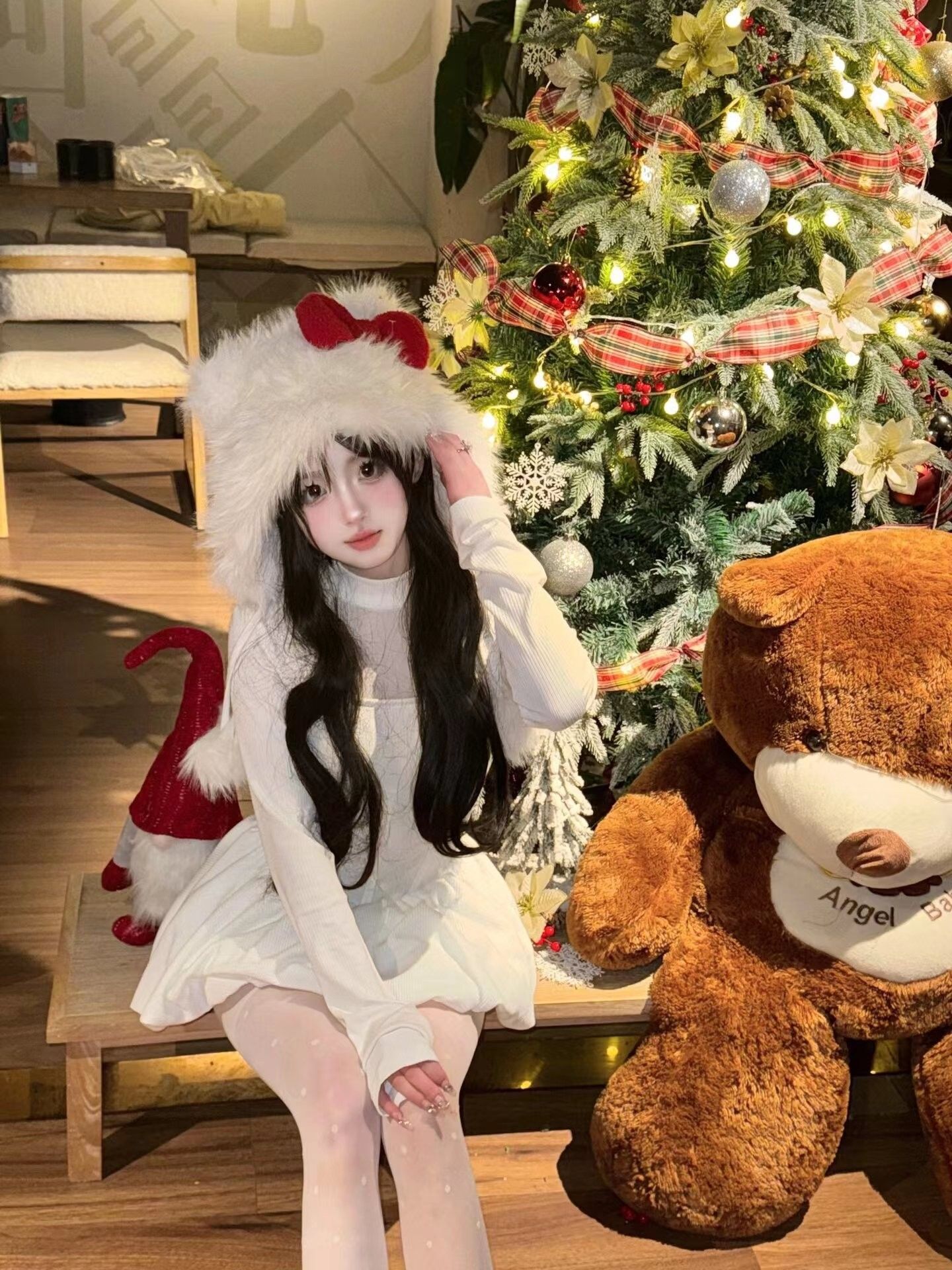 2024 New Style Heiress Dress for Women - Pure and Elegant, High-End, Slimming, Waist-Defining, Mesh Panel, Puffy Short Dress