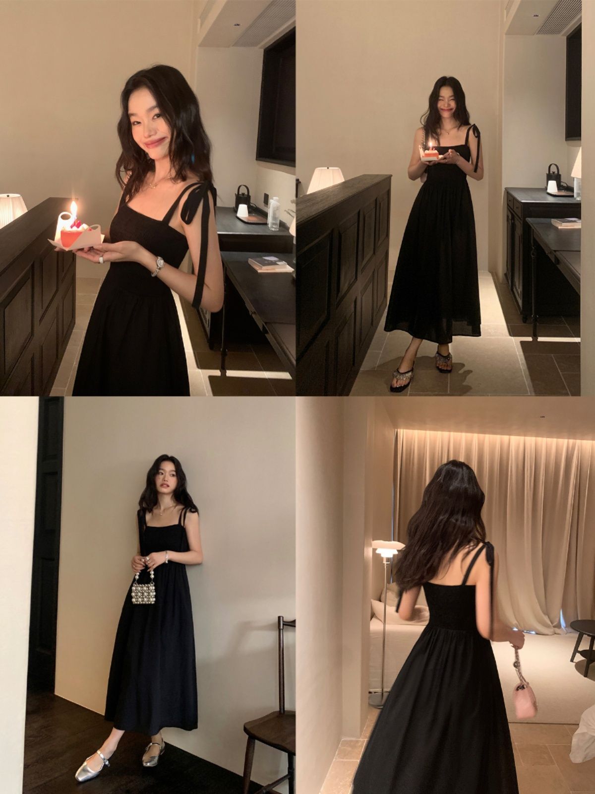 White spaghetti strap dress for women, summer style, French chic, sophisticated, slim A-line strapless long dress