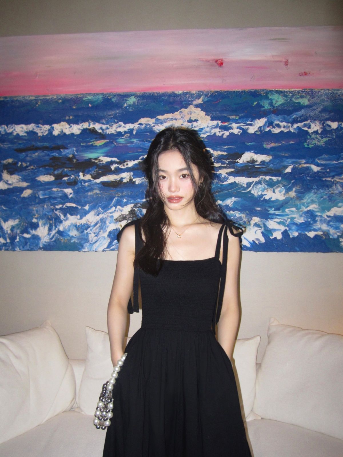 White spaghetti strap dress for women, summer style, French chic, sophisticated, slim A-line strapless long dress