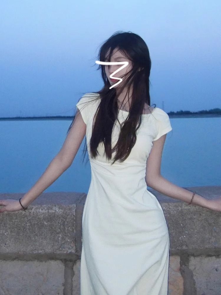 Summer 2025 New Women's Waist-Slimming Fishtail Bodycon Dress, French Style Long Skirt, Slim Fit, High-End Feel, Perfect for Young Mothers