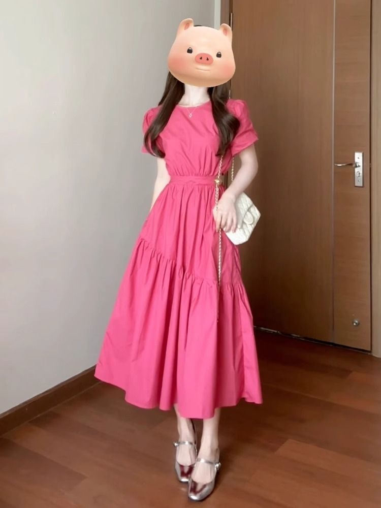 French-style A-line puff sleeve dress, summer 2025 new style, petite and slimming, perfect for a first love fairy look.