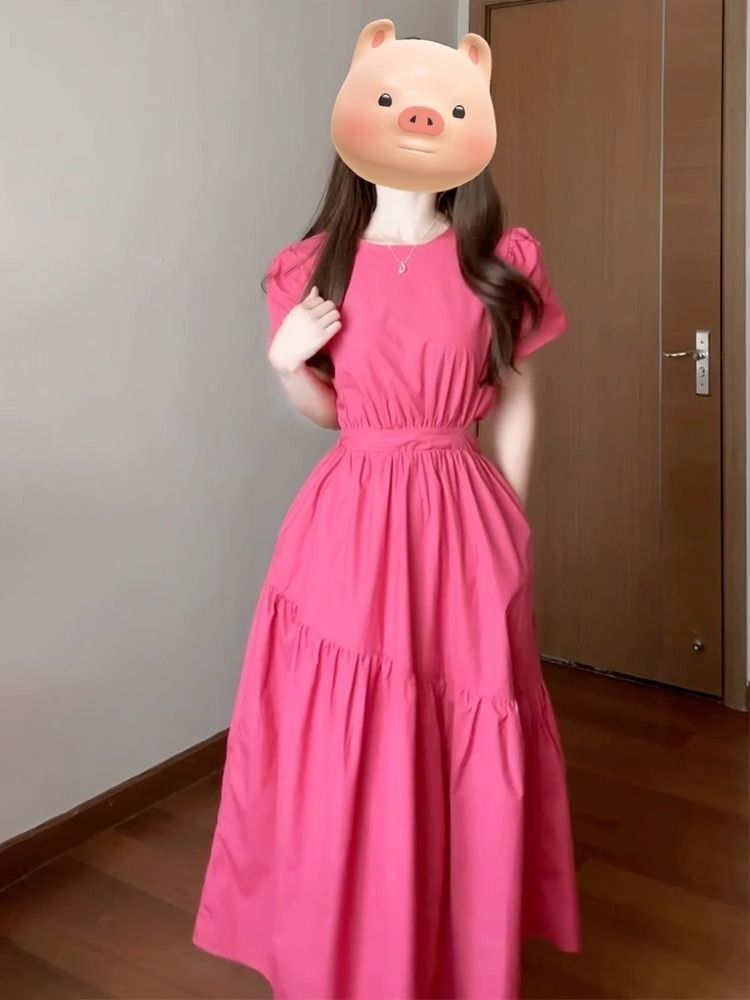 French-style A-line puff sleeve dress, summer 2025 new style, petite and slimming, perfect for a first love fairy look.