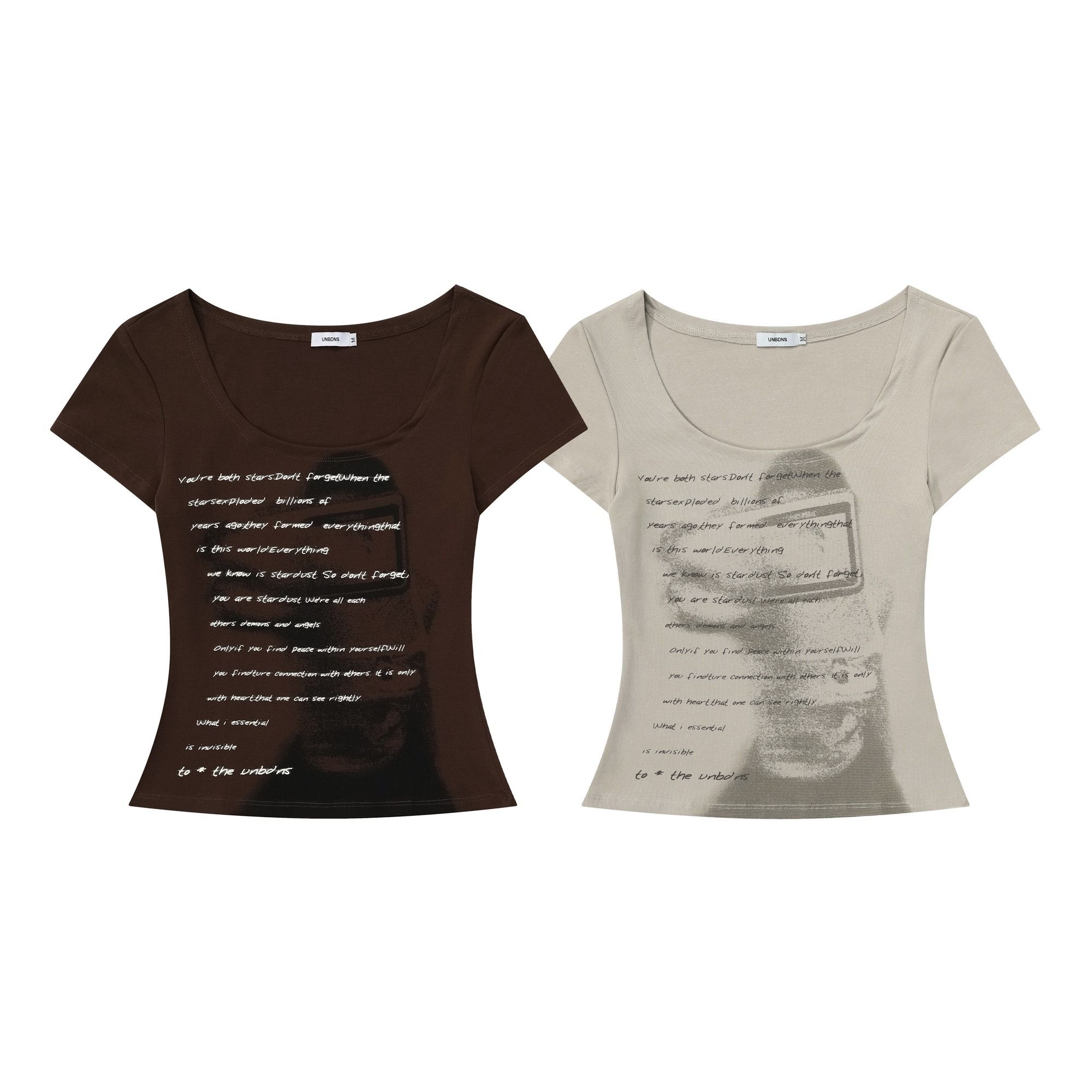 MR 260g American Retro U-Shaped Human Shadow Print Women's Sexy Slimming Niche Design