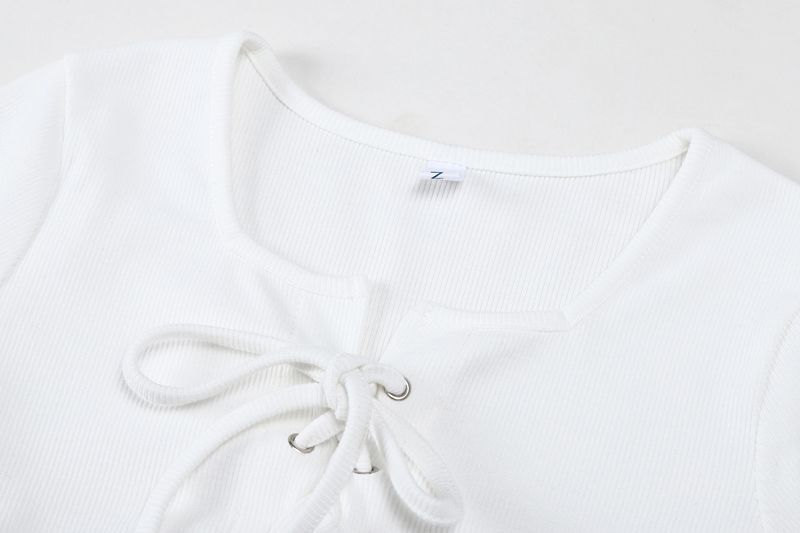 Women's short-sleeved gray T-shirt, slim fit, flattering, summer style, unique design, square neck top.