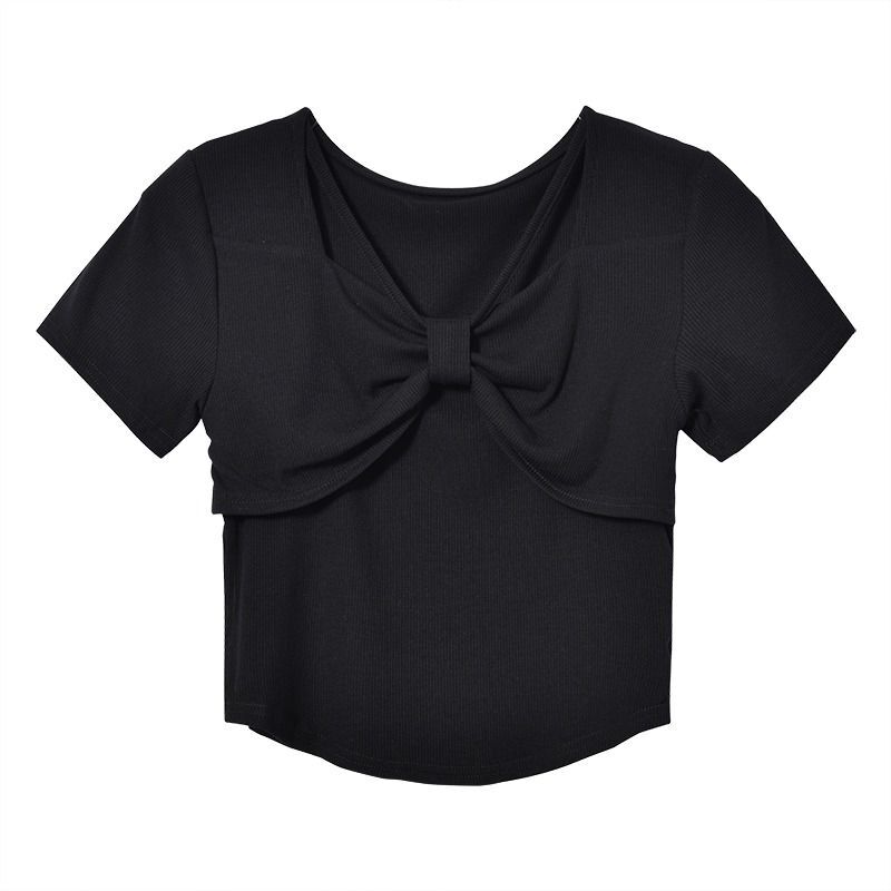 Unique and stylish design, 2023 summer new style, bow-tie slim fit short-sleeved women's clothing, sexy style.
