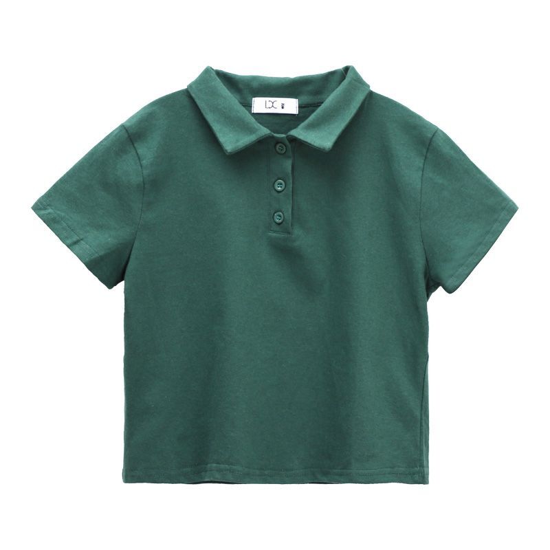 Summer Korean style polo shirt, versatile, slimming, high-waisted, cropped, short-sleeved t-shirt, women's clothing 202