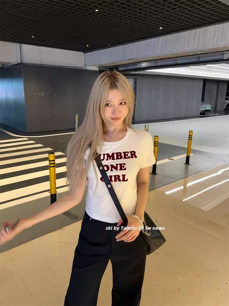 1*1 Pure Cotton High Elasticity New Summer Short-Sleeved Top, Fits Well with High-Waisted Pants, Slimming and Stylish