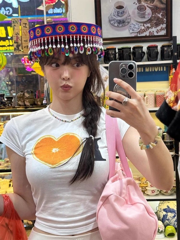 1*1 Pure Cotton High Elasticity New Summer Short-Sleeved Top, Fits Well with High-Waisted Pants, Slimming and Stylish