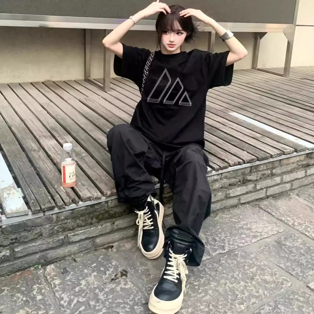 High-quality pure cotton 200g combed 100% cotton loose short-sleeved T-shirt for women