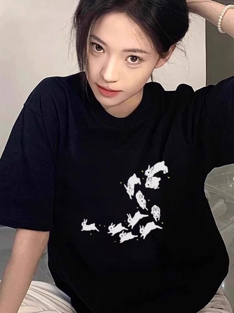 High-quality pure cotton 200g combed 100% cotton loose short-sleeved T-shirt for women