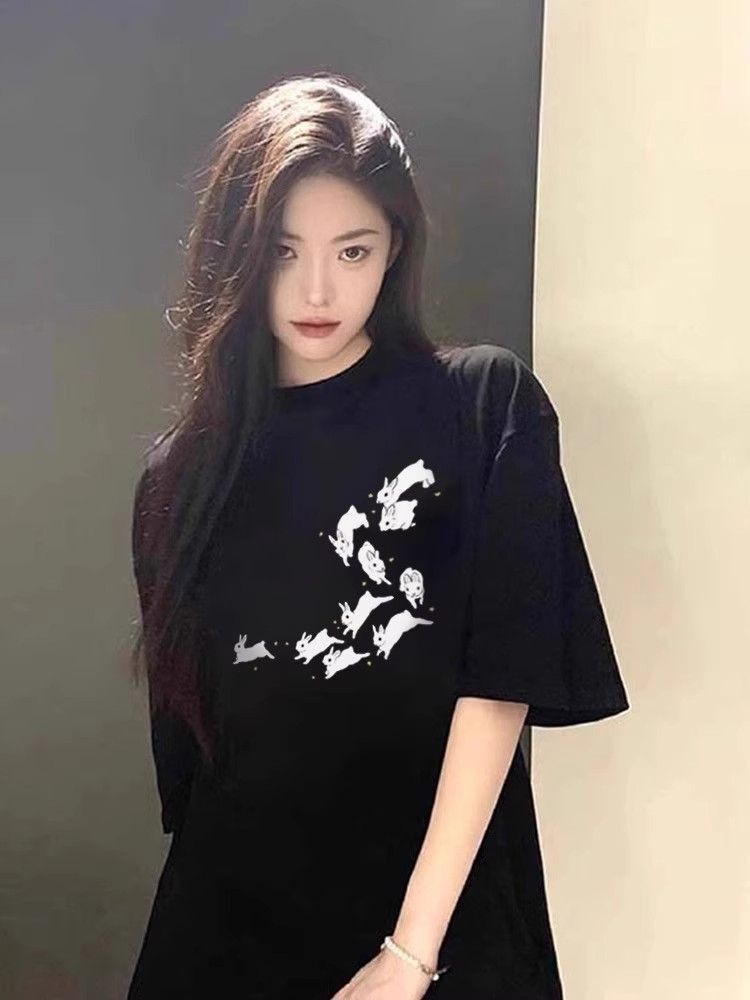 High-quality pure cotton 200g combed 100% cotton loose short-sleeved T-shirt for women