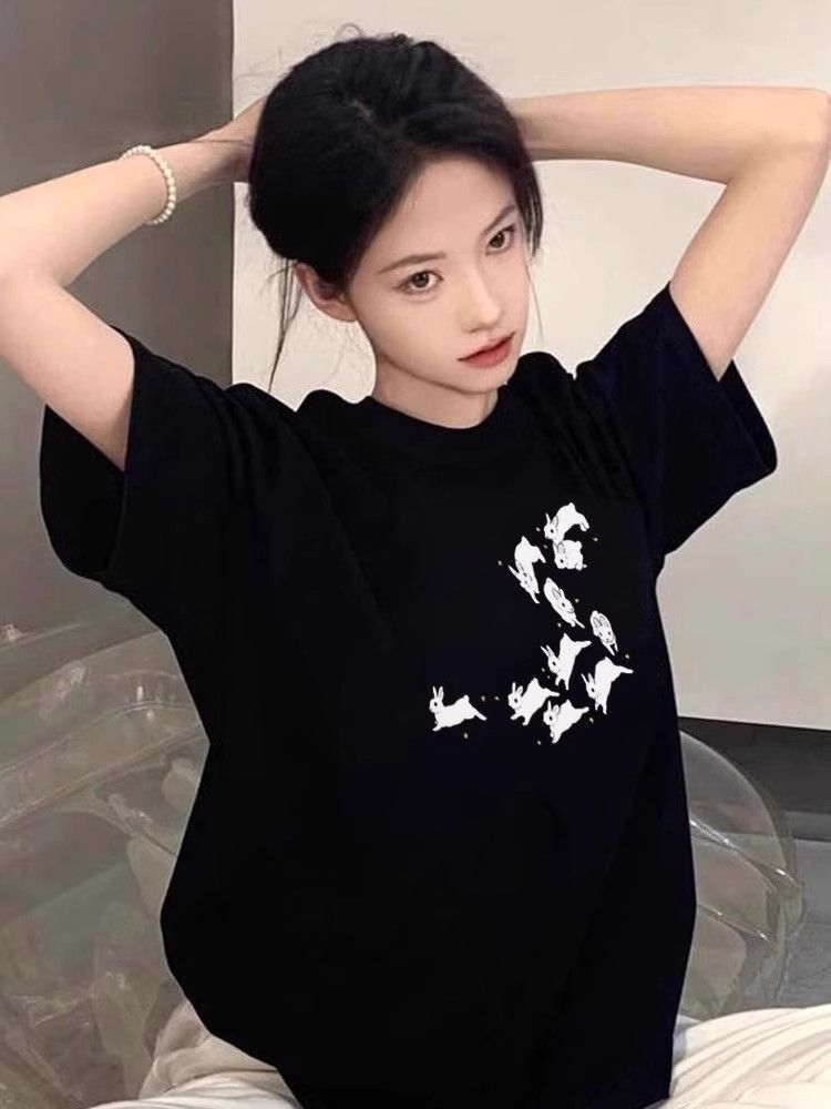 High-quality pure cotton 200g combed 100% cotton loose short-sleeved T-shirt for women