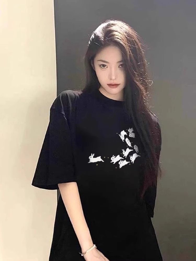 High-quality pure cotton 200g combed 100% cotton loose short-sleeved T-shirt for women