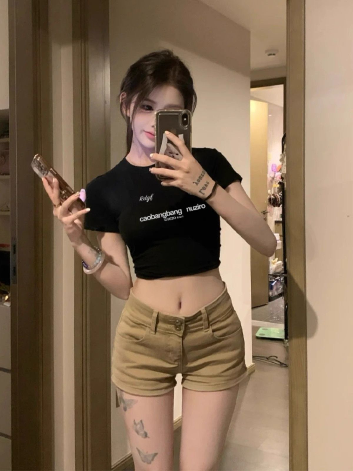 1*1 Pure Cotton High Elasticity New Summer Short-Sleeved Top, Fits Well with High-Waisted Pants, Slimming and Stylish