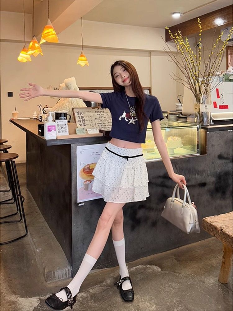 1*1 Pure Cotton High Elasticity New Summer Short-Sleeved Top, Fits Well with High-Waisted Pants, Slimming and Stylish