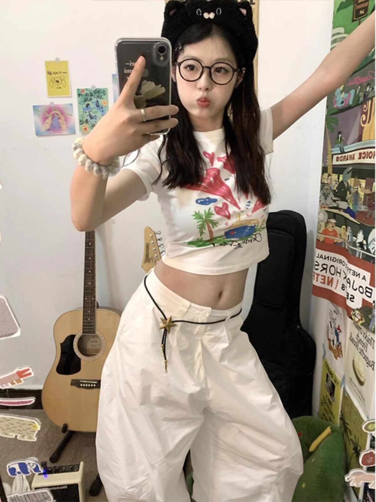 1*1 Pure Cotton High Elasticity New Summer Short-Sleeved Top, Fits Well with High-Waisted Pants, Slimming and Stylish